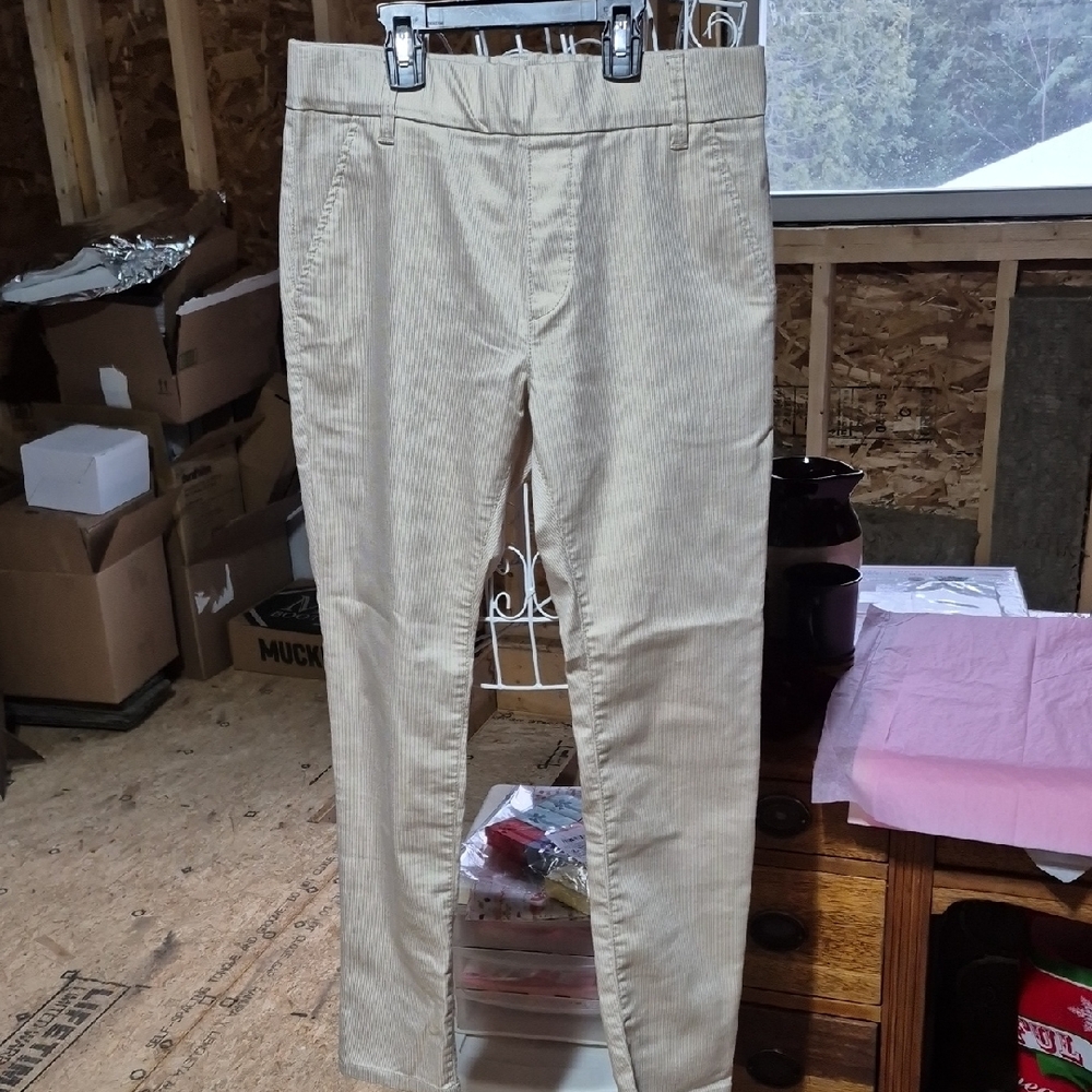 Women's Striped Tan Flog Pants. Size 26, small.